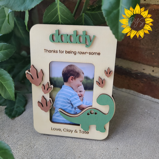 Rawr-some Daddy Picture Frame 🦕 | Dinosaur Father’s Day Gift | Personalized Dad Photo Magnet