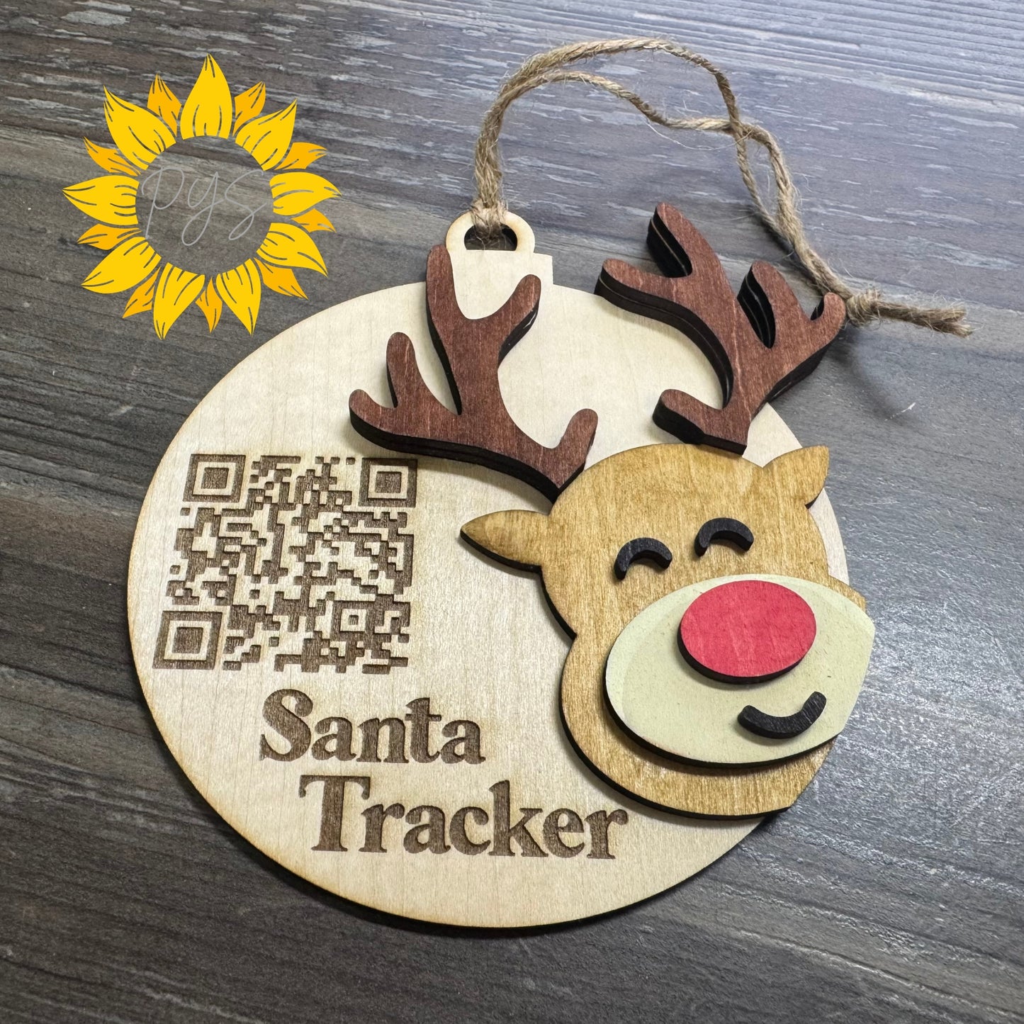 “Follow Santa!” 4” Hand-Painted Santa Tracker QR Ornament – Interactive Christmas Fun