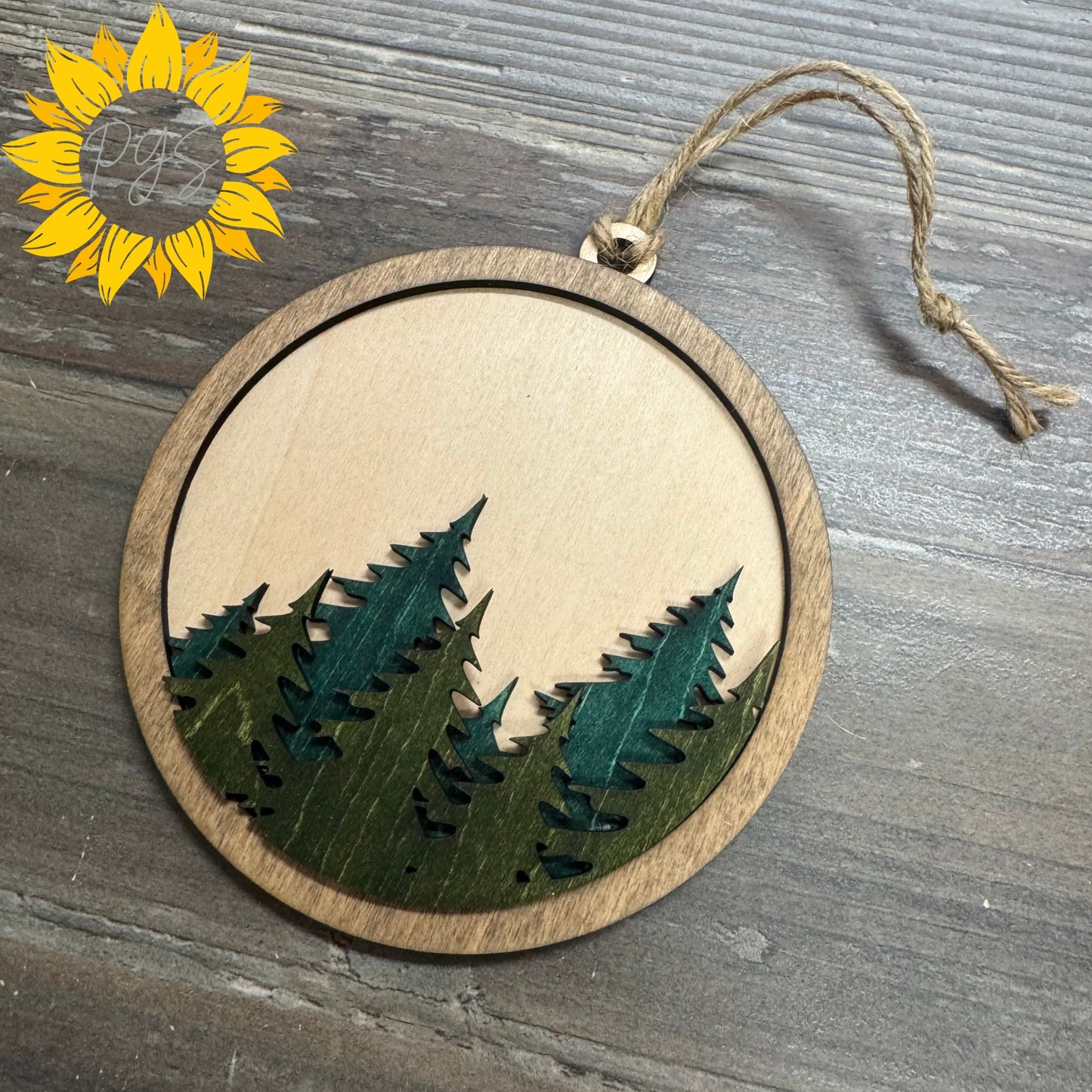 Personalized Family Forest Ornament/Tag — 4” Hand-Painted Layered Wood with 5x7 “Passed Down With Love” Card