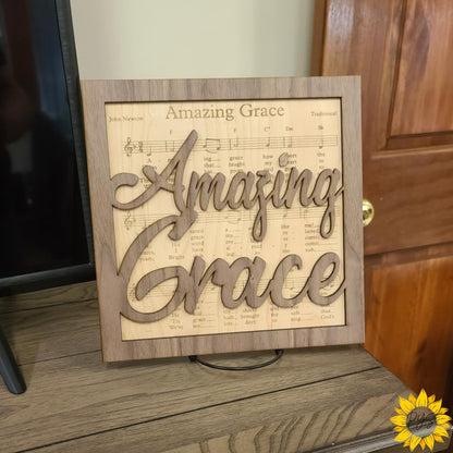Amazing Grace Wall Art – With (optional) Sunflower Sympathy Bow