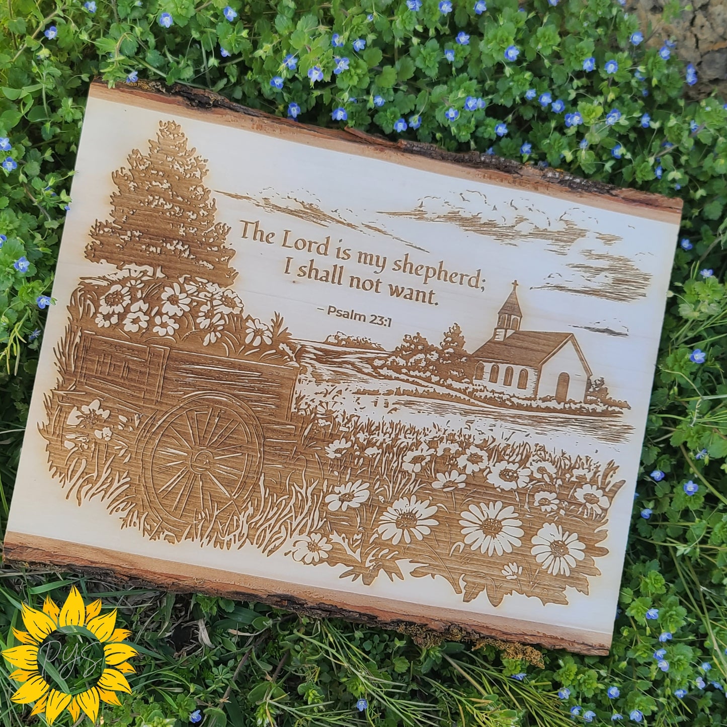 Psalm 23 Wood "Large" Plaque 🌿 “The Lord Is My Shepherd” Engraved Art