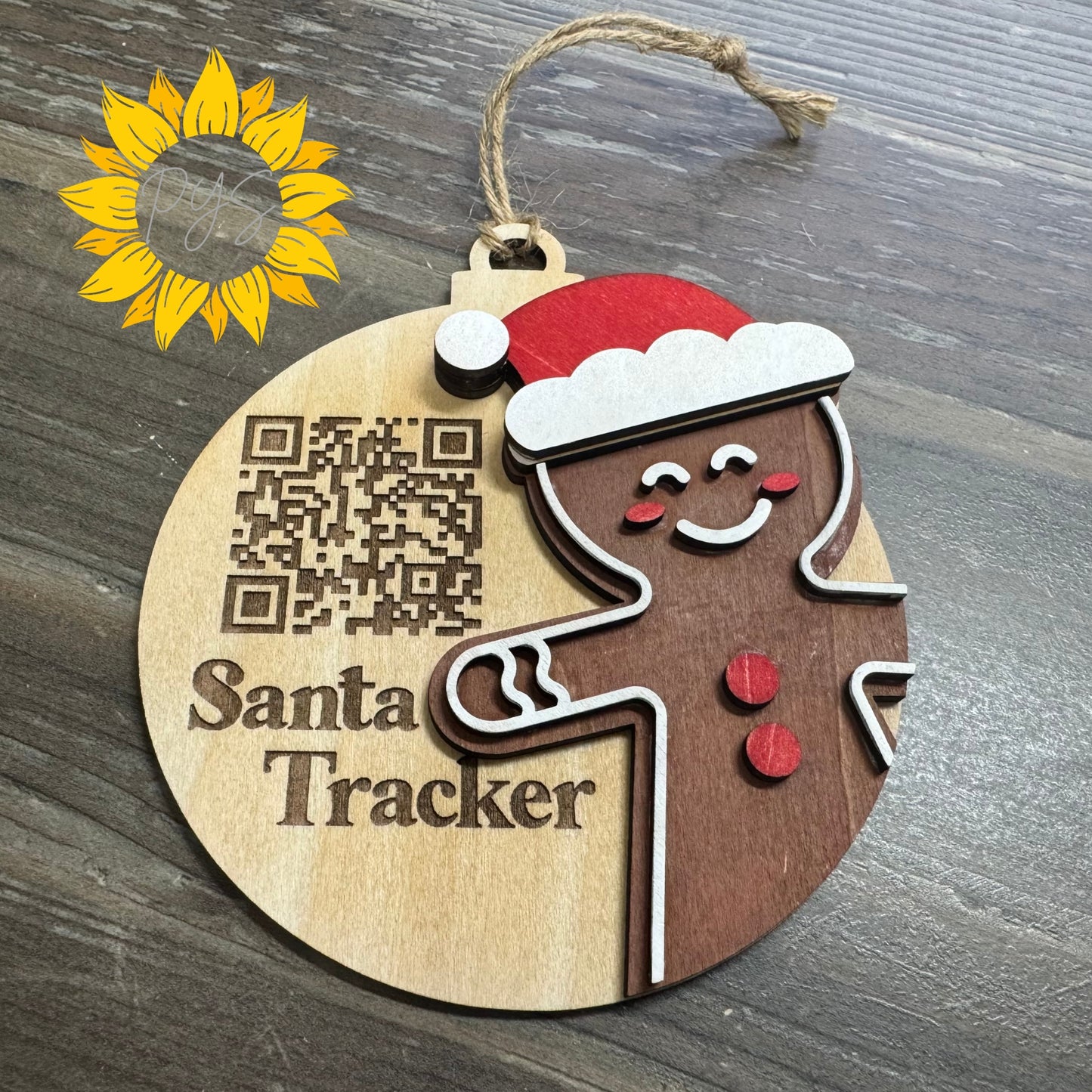 “Follow Santa!” 4” Hand-Painted Santa Tracker QR Ornament – Interactive Christmas Fun