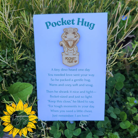 Dinosaur Pocket Hug 🦖 Mini Wooden Token Gift | Cute Encouragement Keepsake