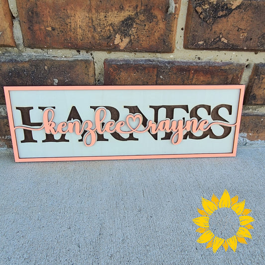 Personalized Names Layered Wood Sign ❤️ Custom Kids Room Name Decor