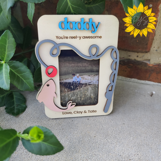 Daddy Fishing Picture Frame 🎣 | Personalized Father’s Day Magnet Frame | “You’re Reel-y Awesome” Gift