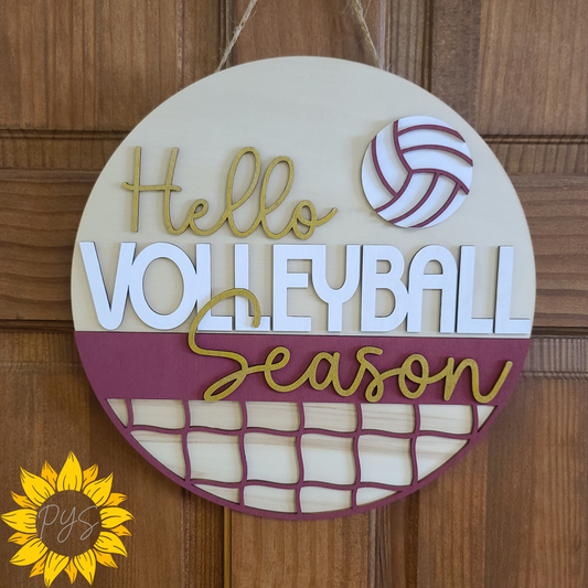 Hello Volleyball Season Door Sign 🏐 | Volleyball Door Hanger | Custom School Colors Sports Décor