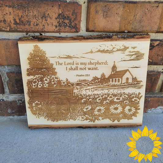 Psalm 23 Wood "Large" Plaque 🌿 “The Lord Is My Shepherd” Engraved Art