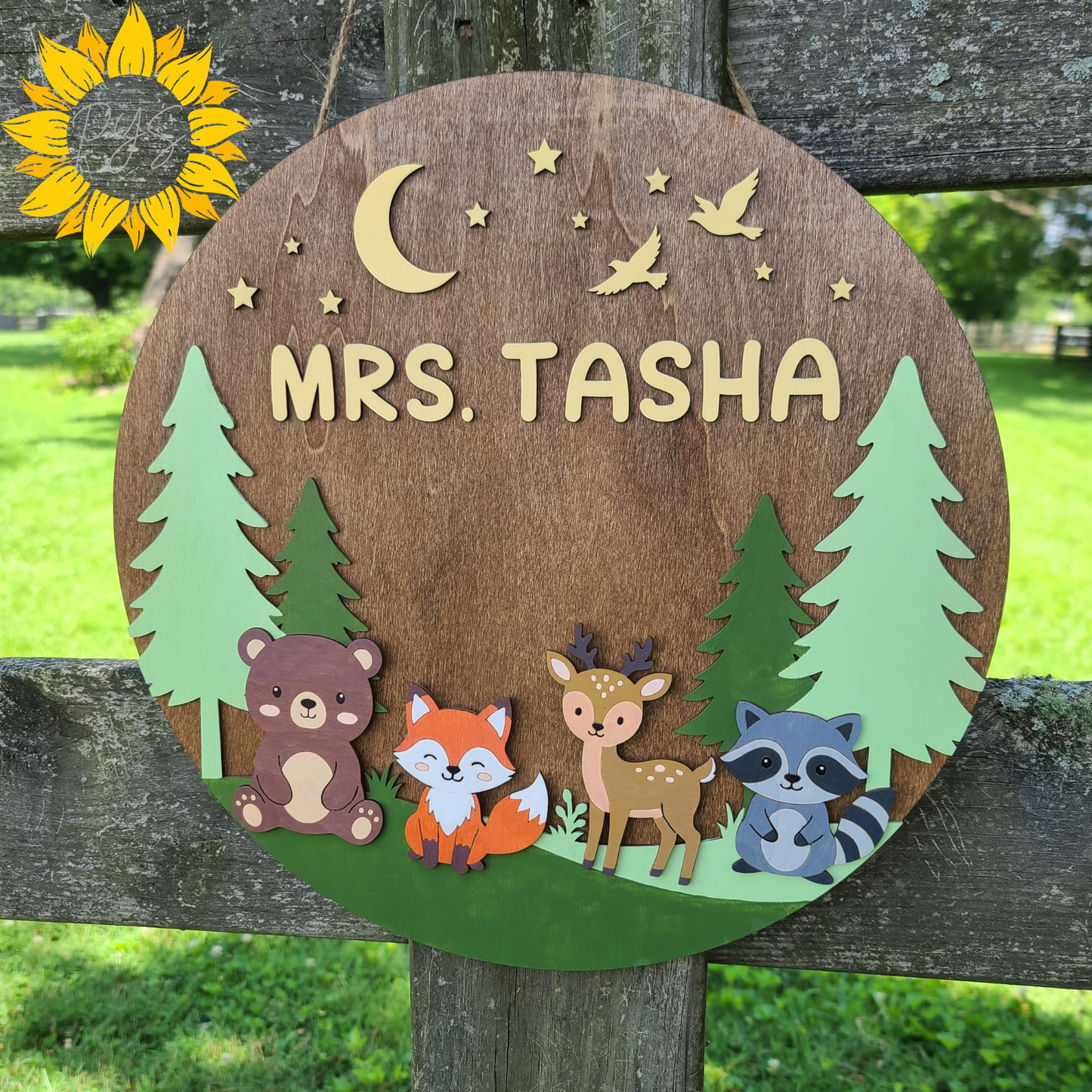 Personalized Woodland Classroom Door Sign 🌲 | Custom Teacher Name Sign | Forest Animal Classroom Decor