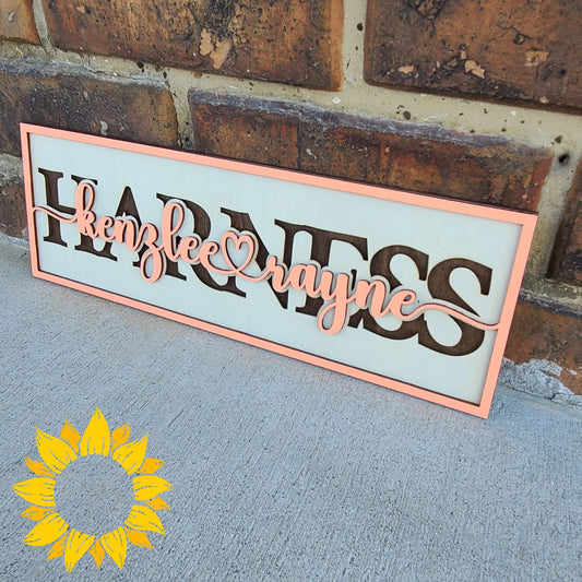 Personalized Names Layered Wood Sign ❤️ Custom Kids Room Name Decor