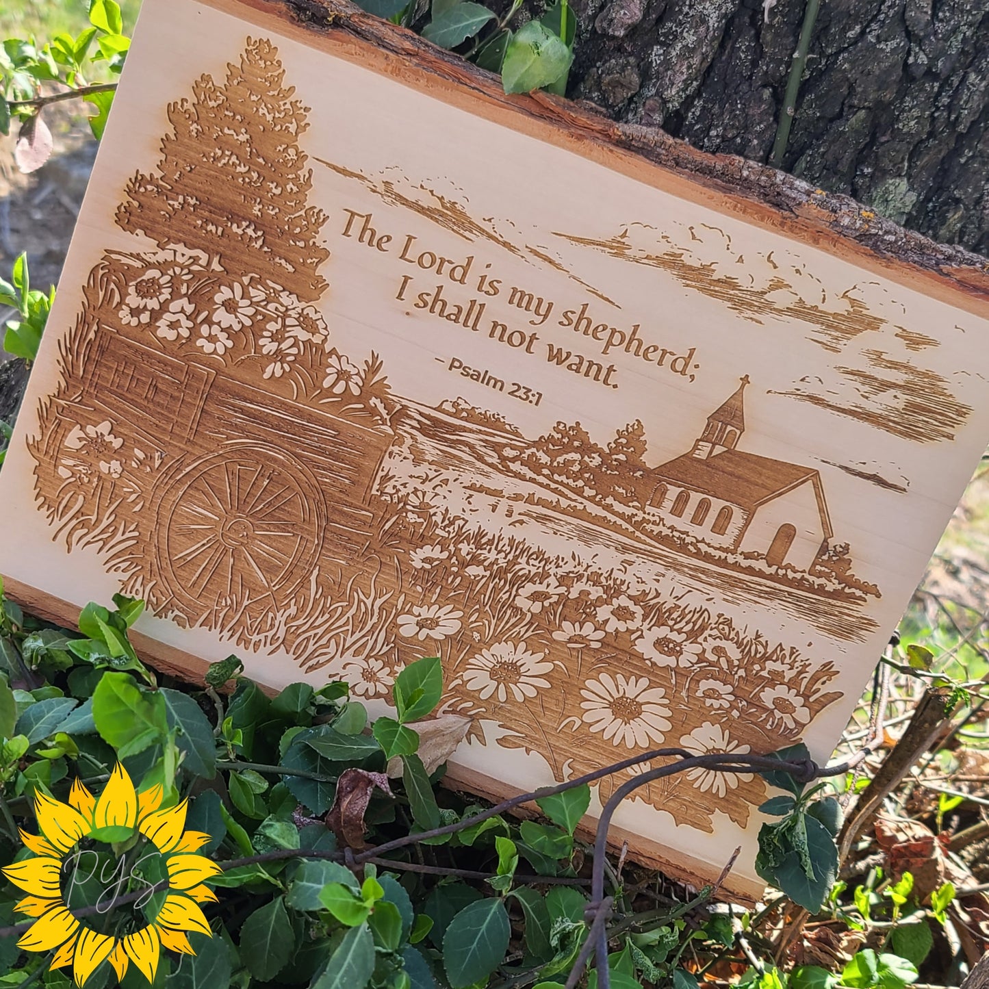 Psalm 23 Wood "Large" Plaque 🌿 “The Lord Is My Shepherd” Engraved Art