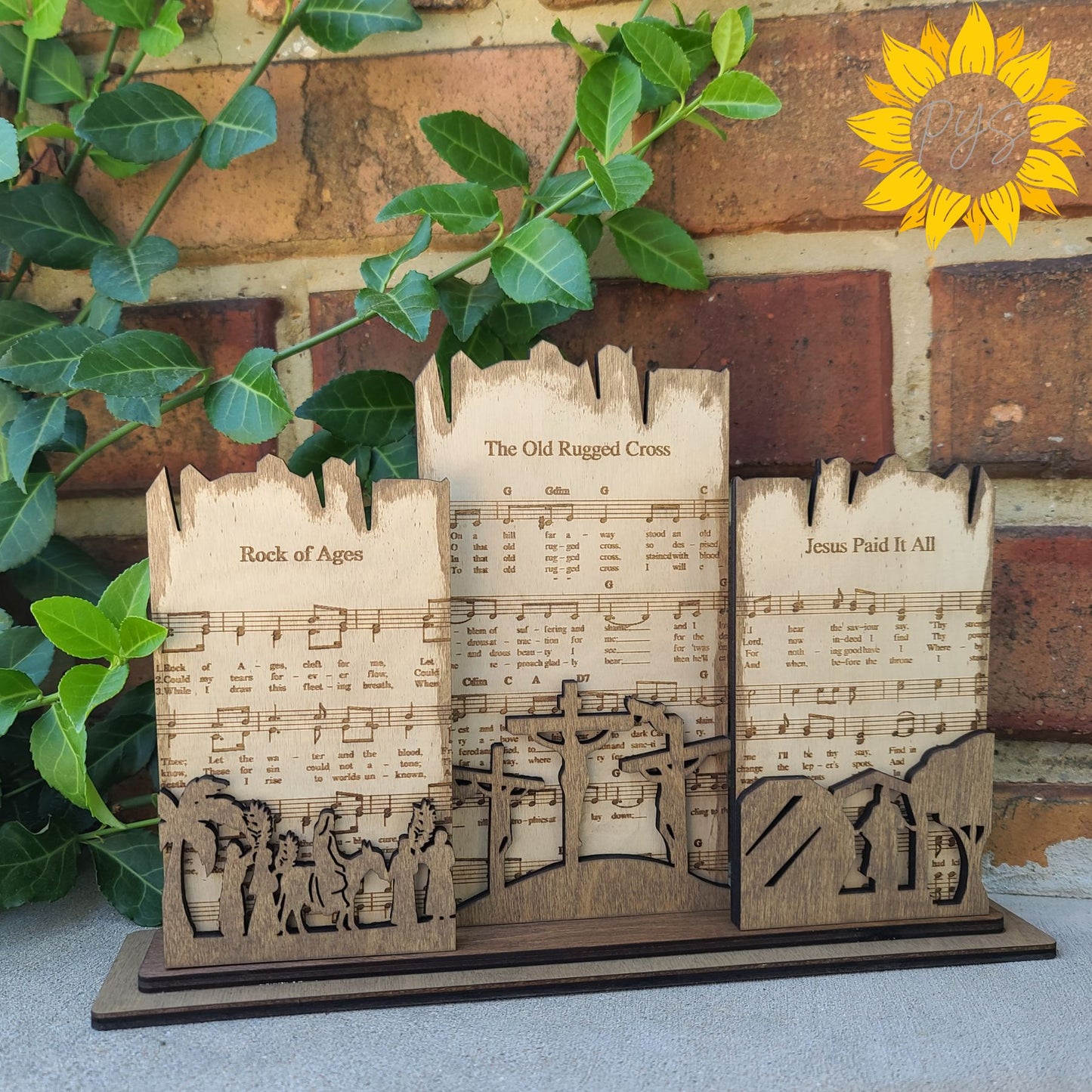 Wooden Three Beloved Hymns Display