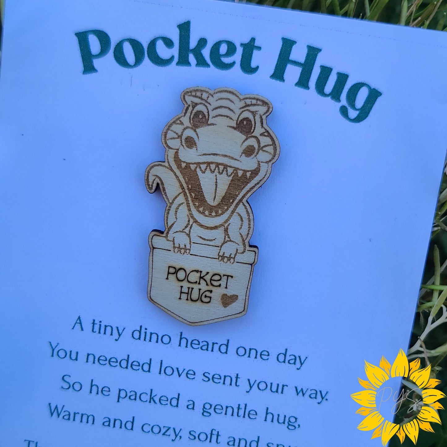 Dinosaur Pocket Hug 🦖 Mini Wooden Token Gift | Cute Encouragement Keepsake