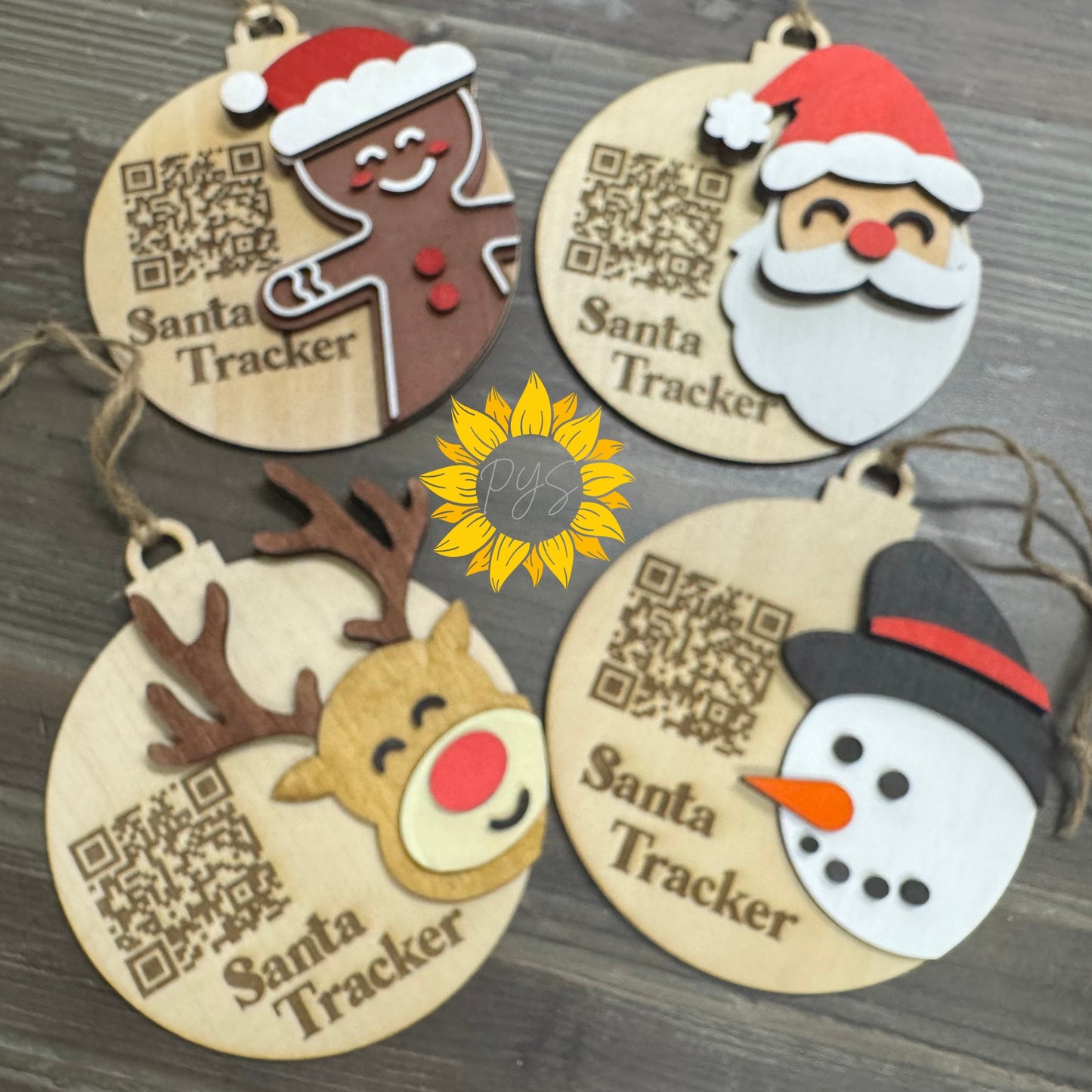 “Follow Santa!” 4” Hand-Painted Santa Tracker QR Ornament – Interactive Christmas Fun