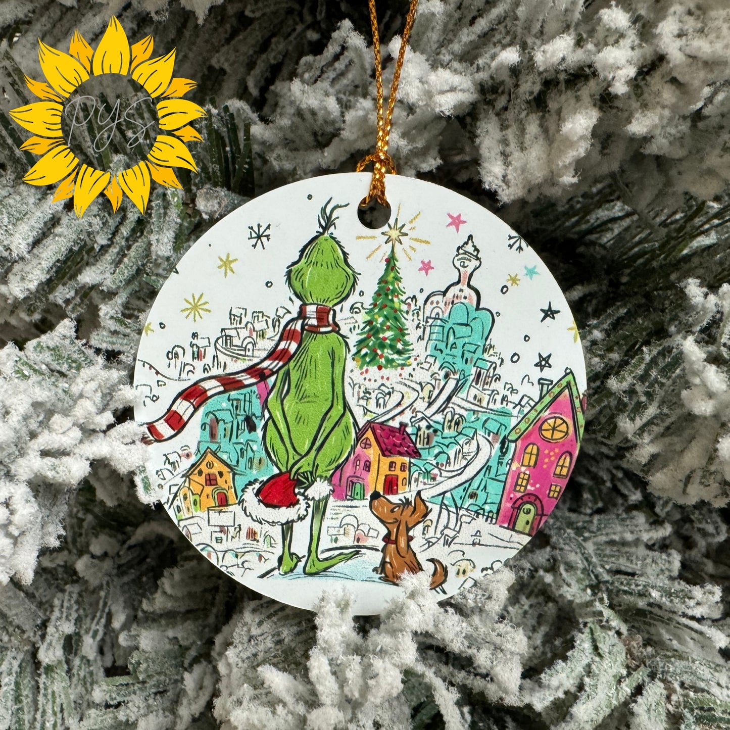 Whimsy 2.75” Double-Sided Metal Grinch Ornament Set – 4 PLAYFUL DESIGNS TO CHOOSE FROM