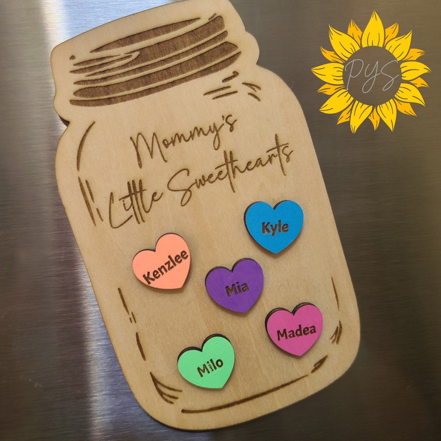 Personalized “Little Sweethearts” Mason Jar Magnet 💕 Custom Name Gift-Hand Painted