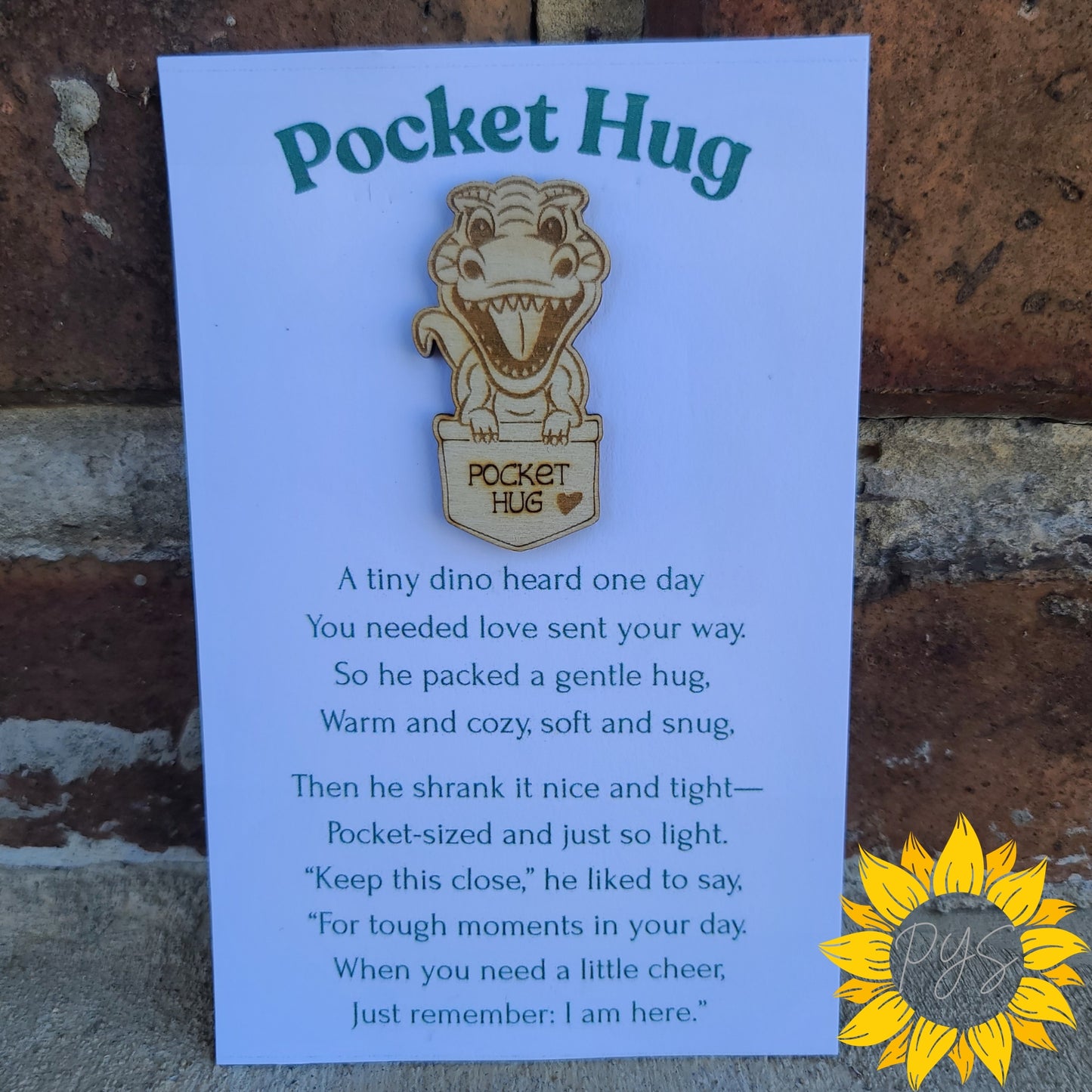 Dinosaur Pocket Hug 🦖 Mini Wooden Token Gift | Cute Encouragement Keepsake