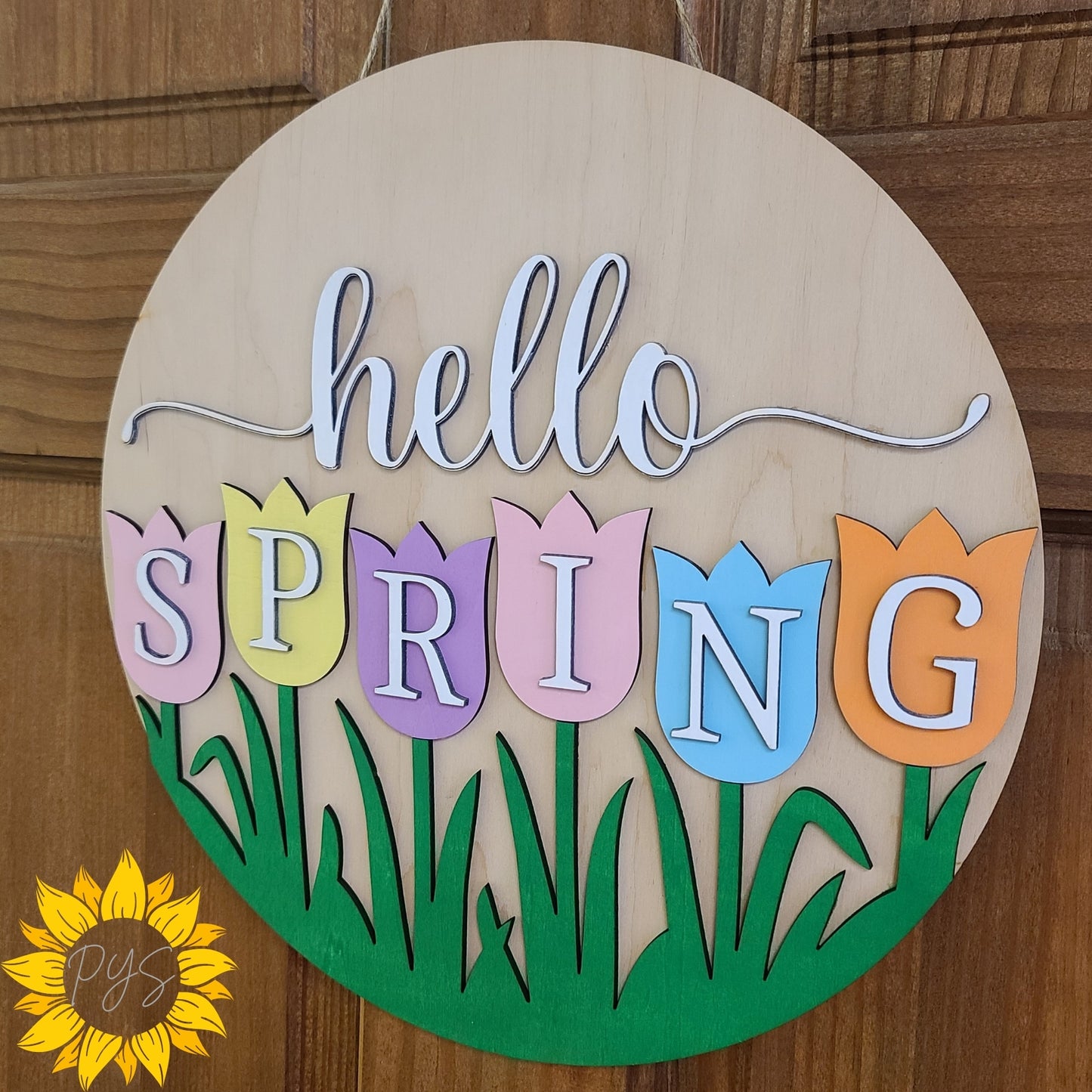 🌷🌼 Hello Spring Tulip Door Sign – Round Spring Welcome 🌼🌷