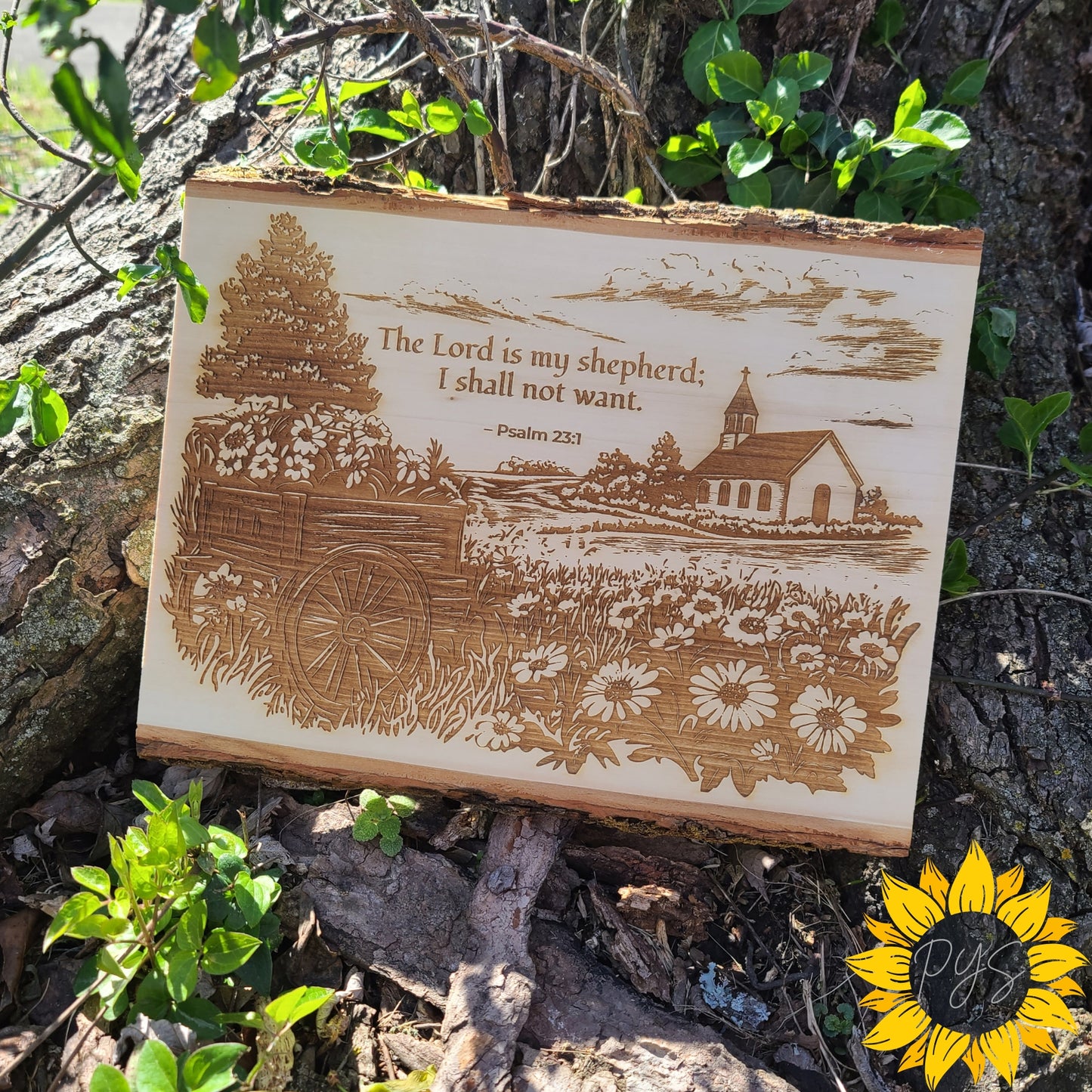 Psalm 23 Wood "Large" Plaque 🌿 “The Lord Is My Shepherd” Engraved Art