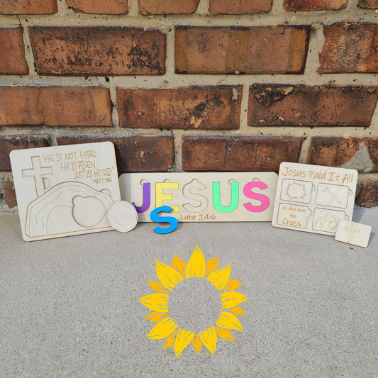Easter Puzzle Set ✝️ He Is Risen | Jesus Paid It All | Scripture Puzzle Set (3-Piece Set)