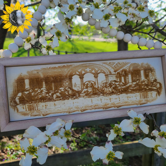 Last Supper Wood Wall Art ✝️ | Framed Engraved Christian Décor | Faith-Based Home Sign