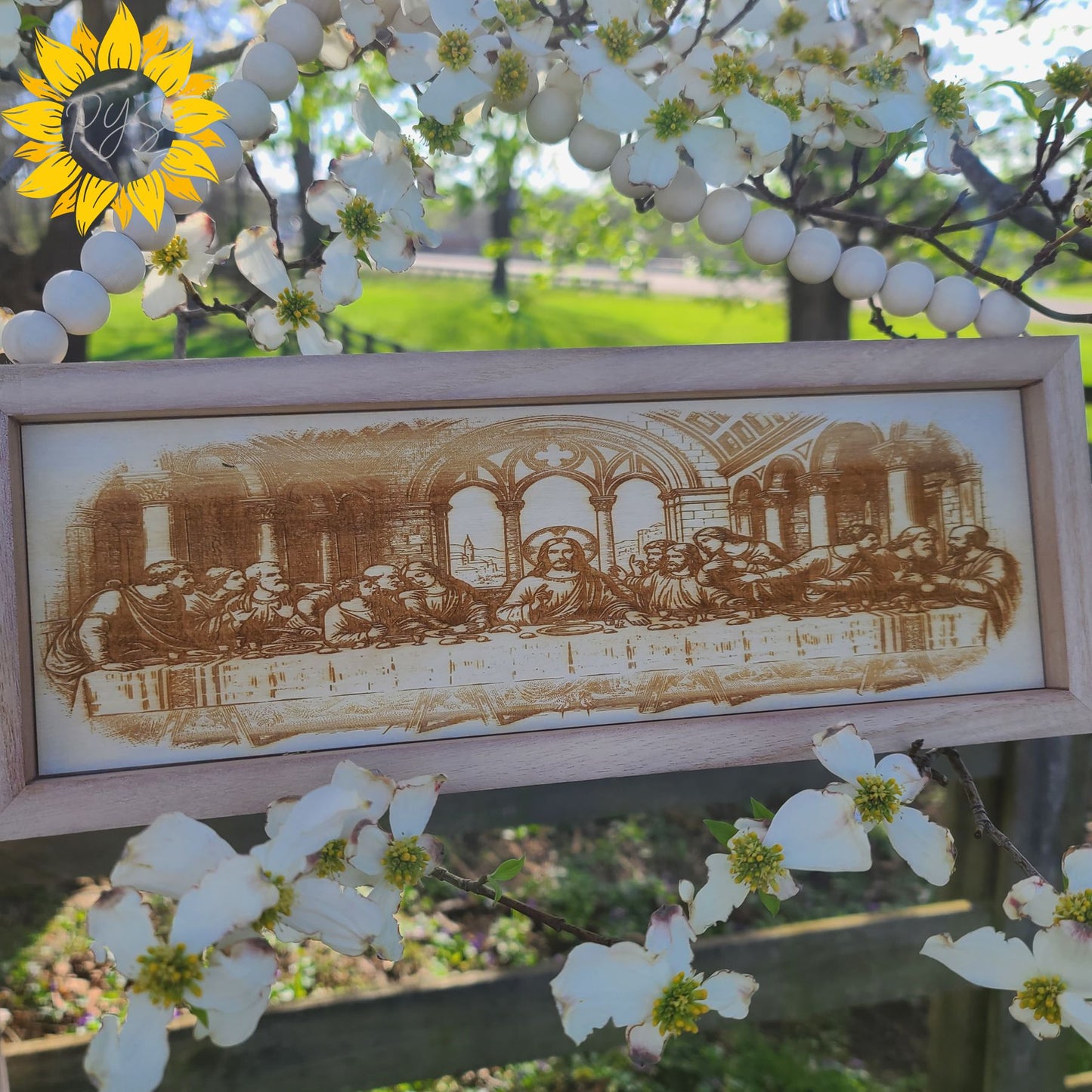 Last Supper Wood Wall Art ✝️ | Framed Engraved Christian Décor | Faith-Based Home Sign