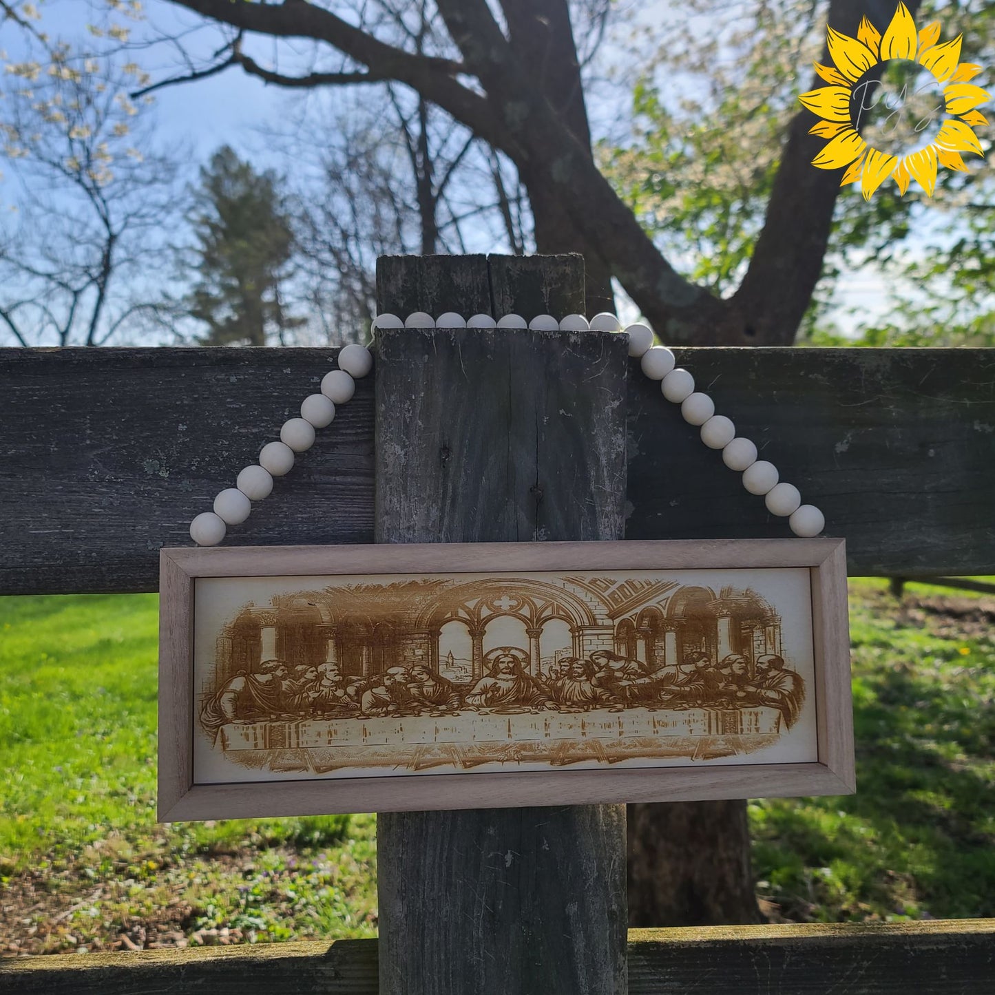 Last Supper Wood Wall Art ✝️ | Framed Engraved Christian Décor | Faith-Based Home Sign