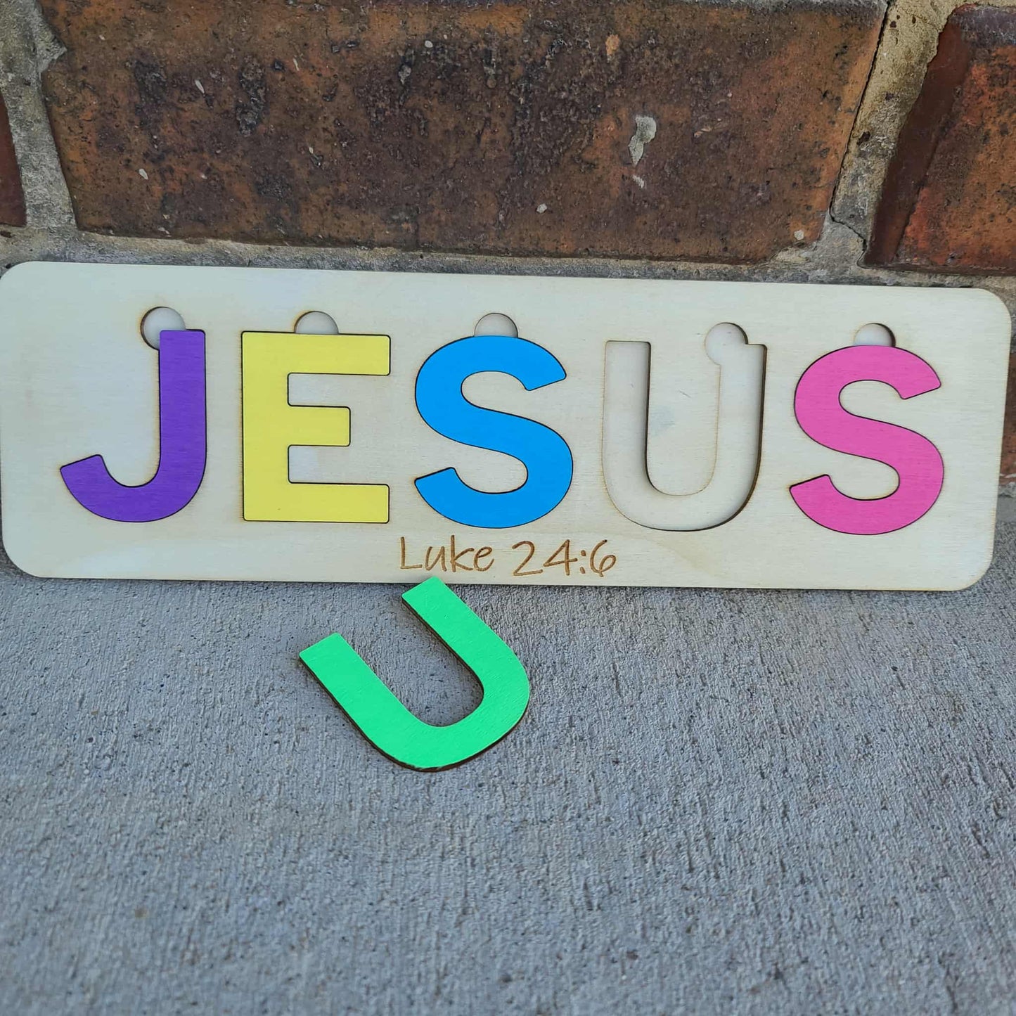 Jesus Wooden Puzzle Sign ✝️ Luke 24:6 Faith Puzzle Decor