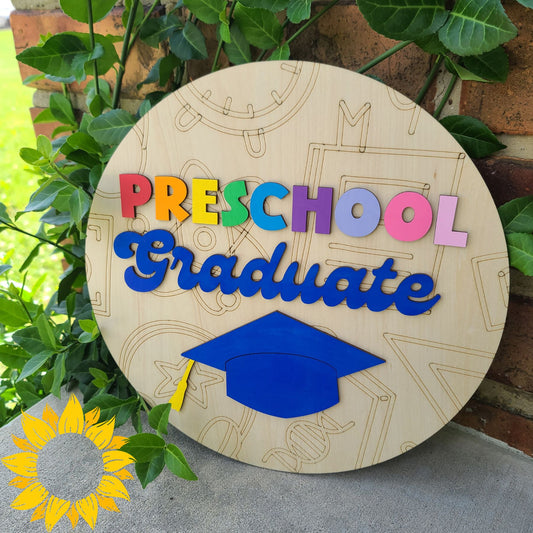 Preschool Graduate Sign 🎓 | Custom School Colors | Graduation Door Hanger | Kids Graduation Decor
