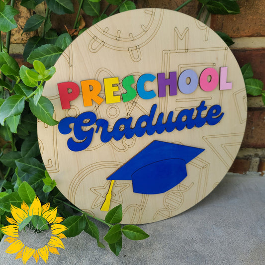 Preschool Graduate Sign 🎓 | Custom School Colors | Graduation Door Hanger | Kids Graduation Decor