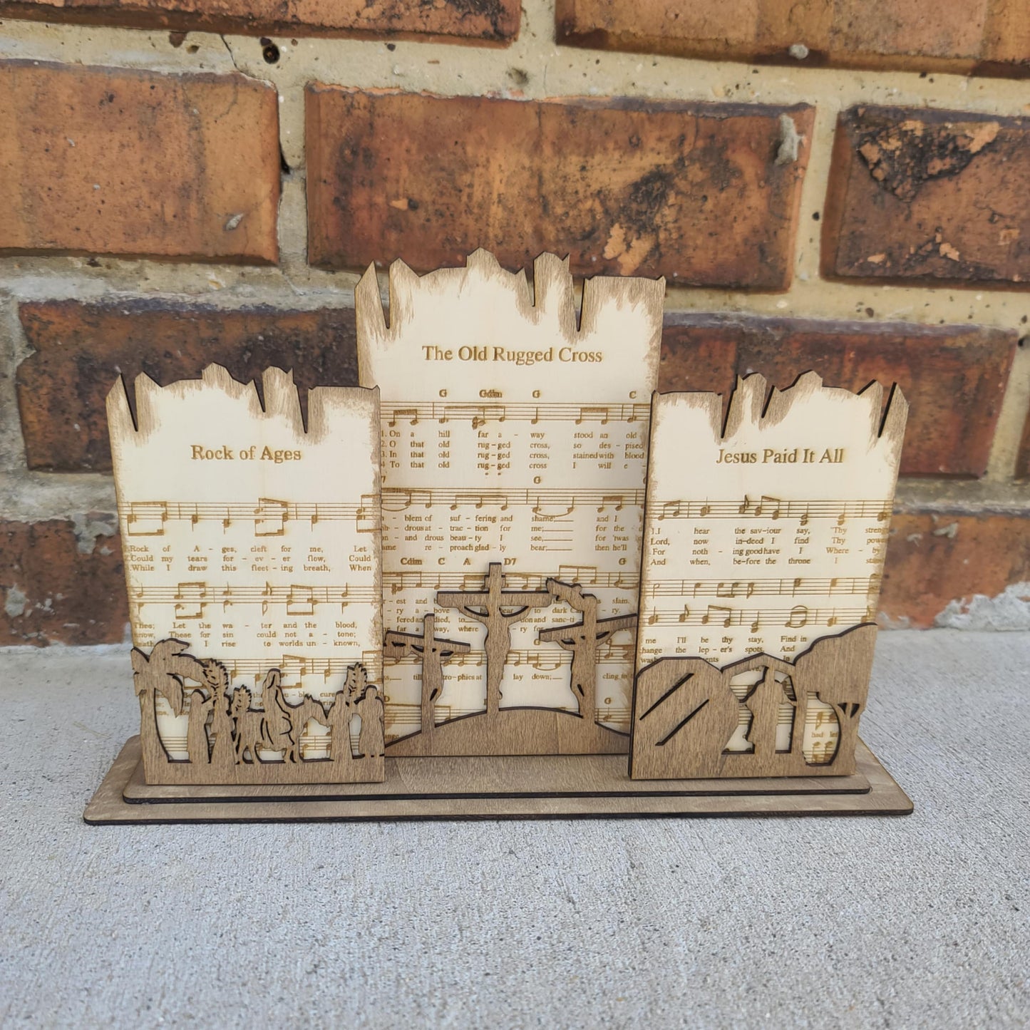 Wooden Three Beloved Hymns Display