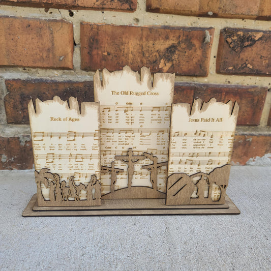 Wooden Three Beloved Hymns Display